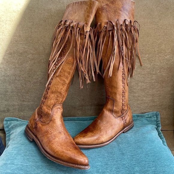 Bed Stu Brown Fringe Knee-High Boots - Picture 2 of 7